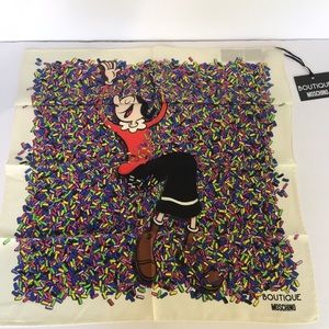 Boutique Moschino Olive Oyl Silk Scarf Confetti NWT